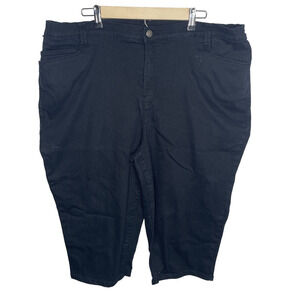 Catherines Black High Rise Waist Stretch Waistband Capri Pants Plus Size 24W